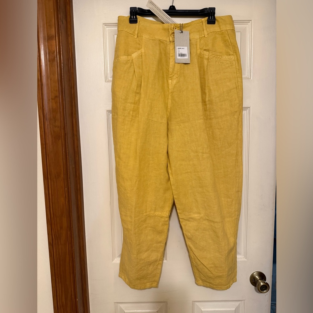 Poetry Women’s Mustard Linen wide leg pants Size 10